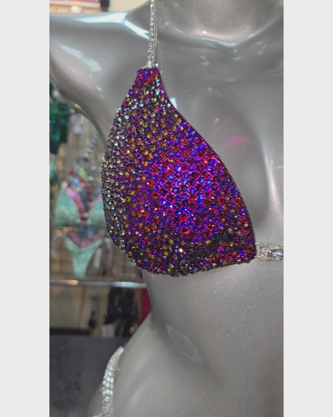 In-Stock Competition Suit. Video of our Volcano Crystal Design. Exclusively Created with Swarovski® Crystals. Manufactured in Clearwater Florida USA