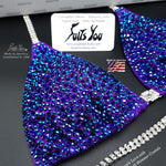 Purple Competition Suit with Cobalt and Cobalt Shimmer Crystals