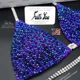 Purple Competition Suit with Cobalt and Cobalt Shimmer Crystals