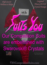 Red Crystal Competition Suit, Embellished with Swarovski® Crystals.