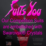 Red Crystal Competition Suit, Embellished with Swarovski® Crystals.