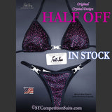 Sale Competition Bikini, Black with Fucsia Crystals