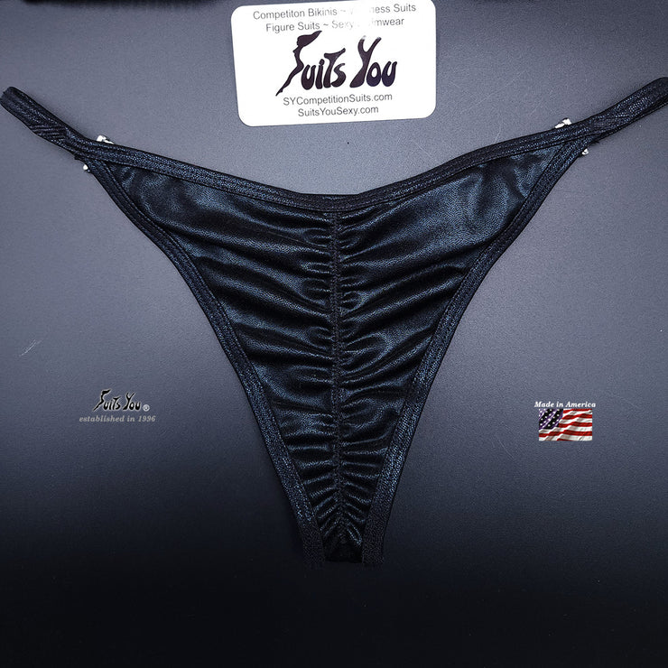 HALF OFF Competition Bikini, Black with Fuchsia Crystals