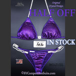 Sale Competitin Bikini, Eggplant with Fuchsia Crystals