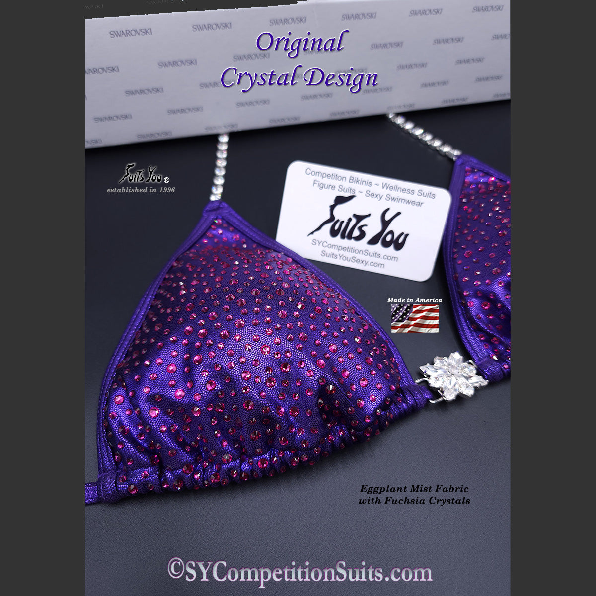 Sale Competitin Bikini, Eggplant Mist with Fuchsia Crystals