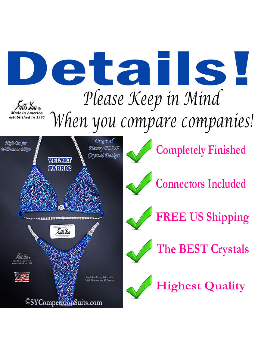 Royal Blue Velvet Competition Suit Details