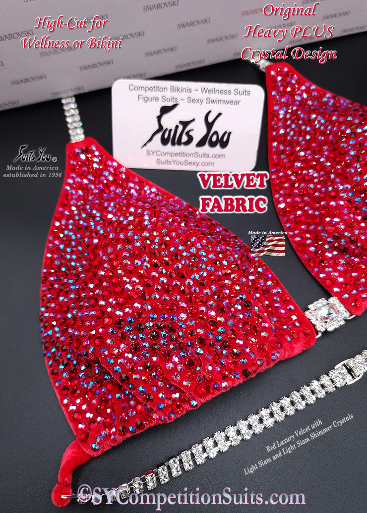 Velvet Competition Suit, Red Luxury Velvet Fabric