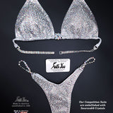 White Wellness Suit or High Cut Bikini, Original HEAVY Color Crystal