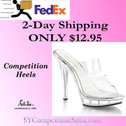 Wide Base Competition Heels, Clear Shoes, Glory 502
