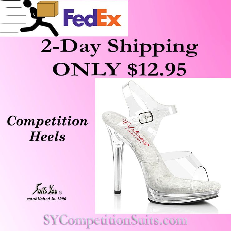 Wide Base Competition Heels, Clear Shoes, Glory 508