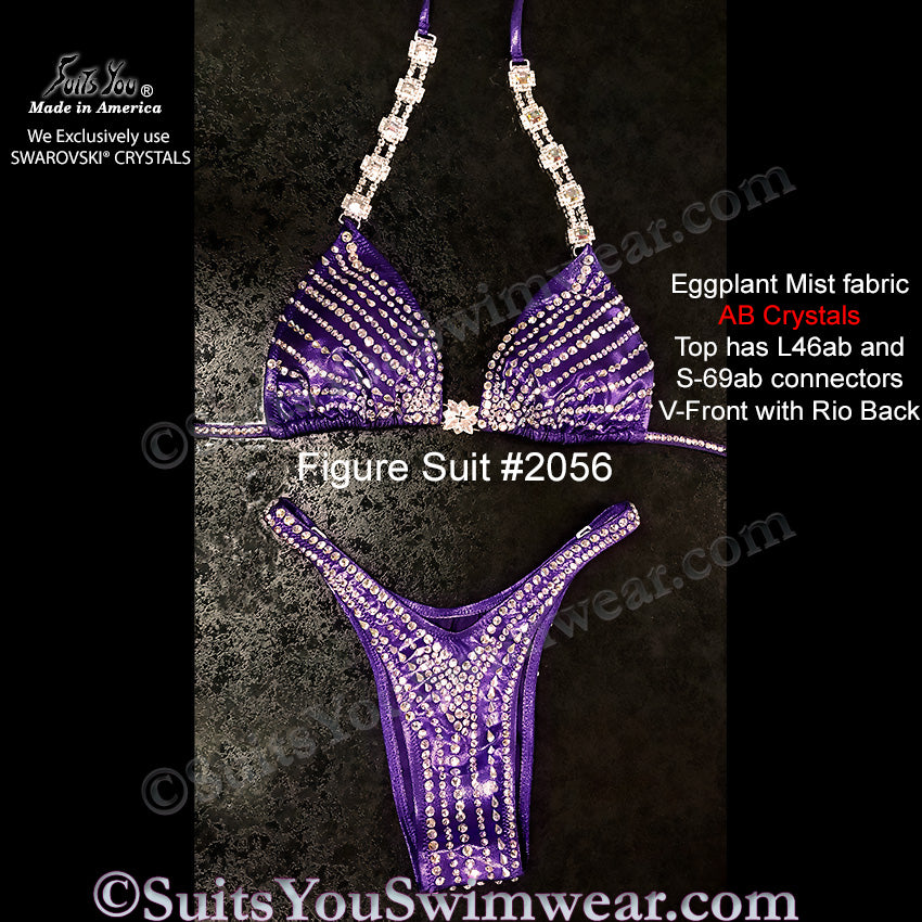 Figure Competition Suit or Physique Suit #2056, eggplant fabric