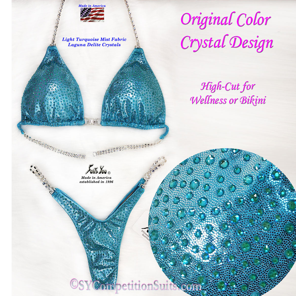 High-Cut Wellness Suit or Competition Bikini, Light Turquoise