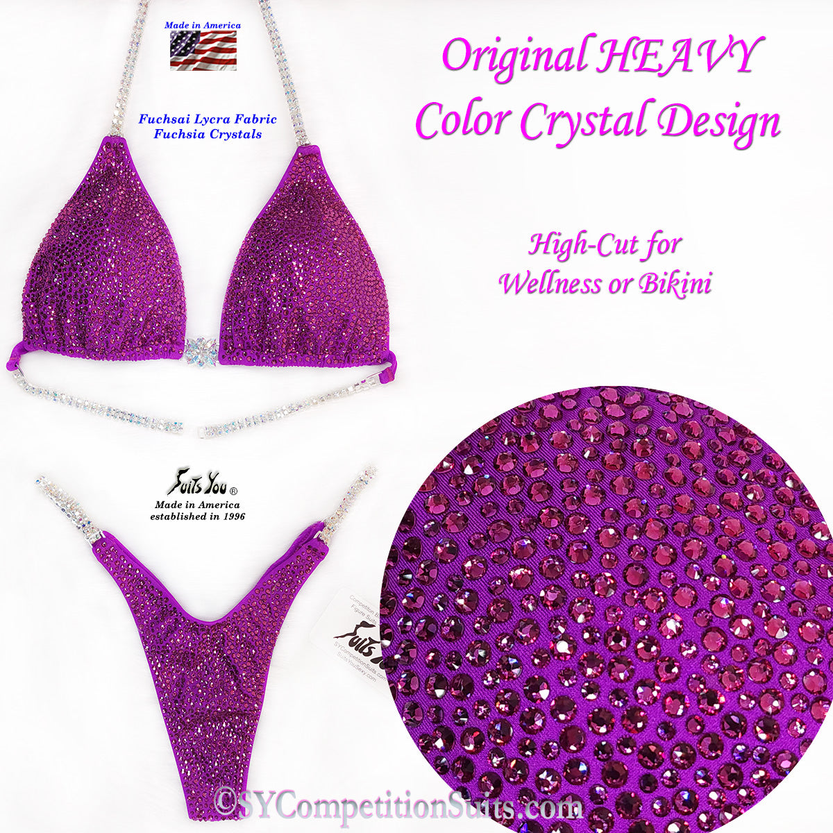 In-Stock High-Cut Competition Suit, Fuchsia Fabric