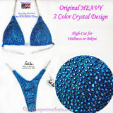 High-Cut Wellness or Bikini Competition Suit, Ocean Blue