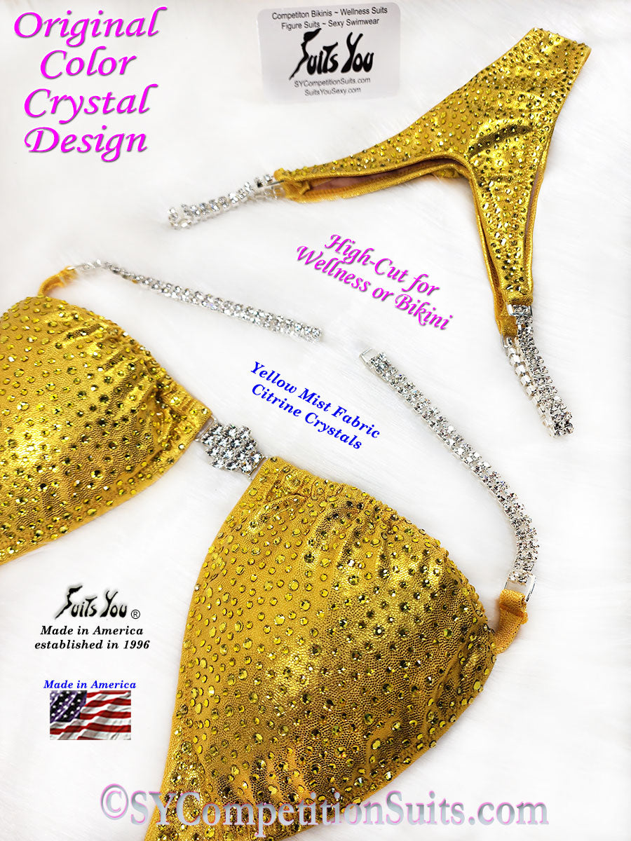 In Stock Wellness Suit or High-Cut Bikini, Original Color Crystal, Yellow