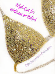 In Stock Wellness or High Cut Bikini, Original HEAVY Color Crystal, Baby Yellow with Jonquil Crystals