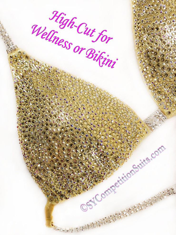 In Stock Wellness or High Cut Bikini, Original HEAVY Color Crystal, Baby Yellow with Jonquil Crystals