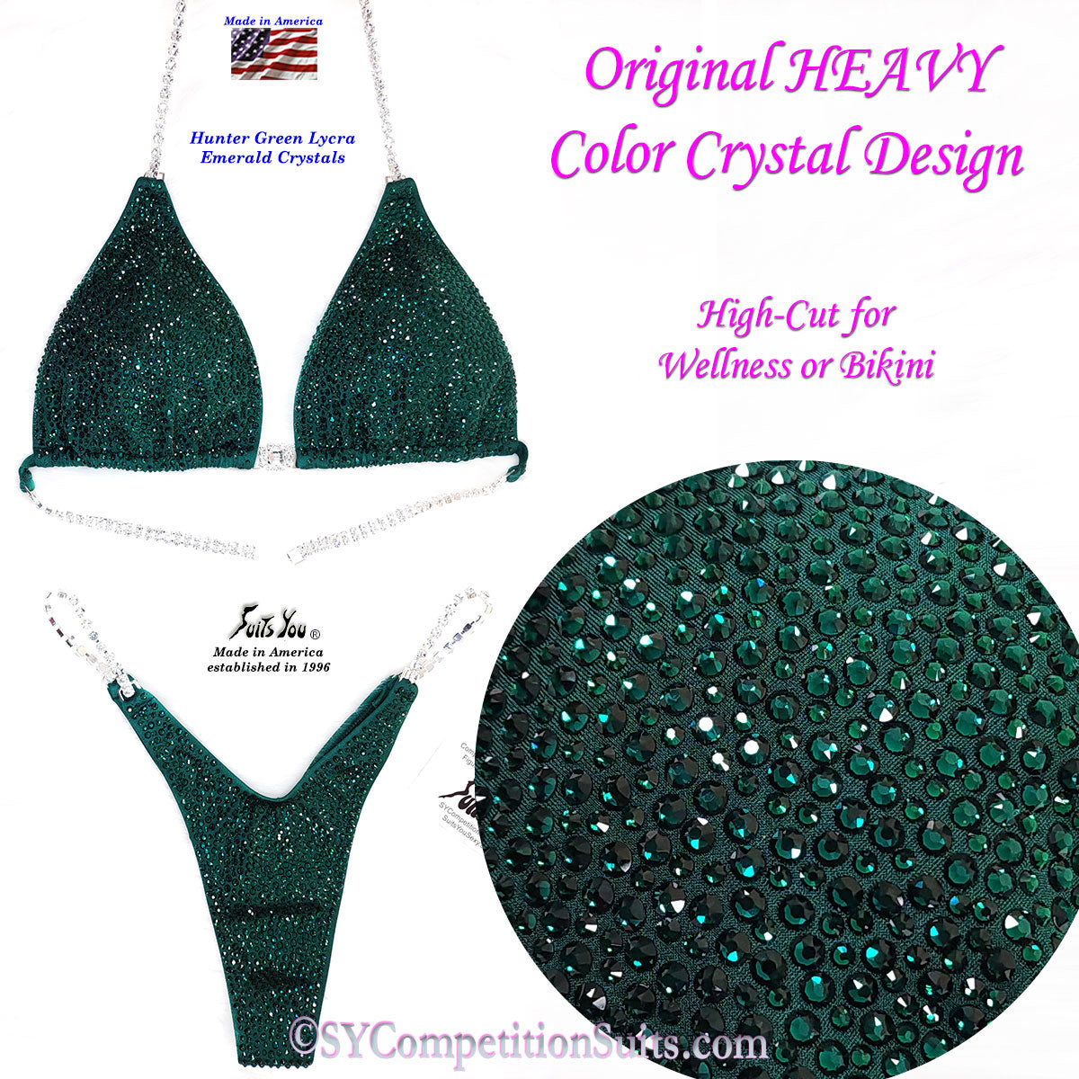 High-Cut Wellness or Bikini Competition Suit, Emerald