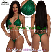 Color Crystal Competition Bikini, lots of colored crystals, kelly green