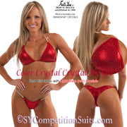 Color Crystal Competition Bikini, lots of colored crystals, red