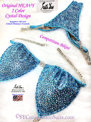 Heavy Original Crystal Design Competition Bikini, Light Turquoise