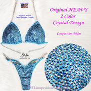 Heavy Original Crystal Design Competition Suit, Light Turquoise