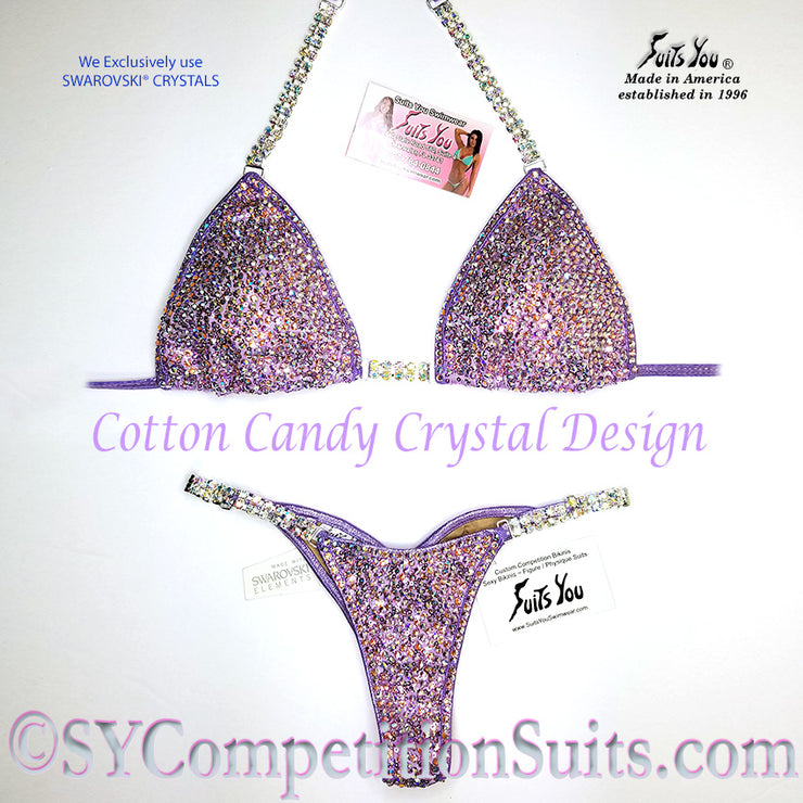 Cotton Candy Competition Bikini, Lavender Crystal Design