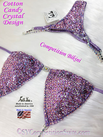 Ready to ship Crystal Competition Bikini, Cotton Candy Design