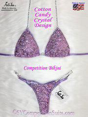 Ready to ship Crystal Competition Bikini, Cotton Candy Crystal Design