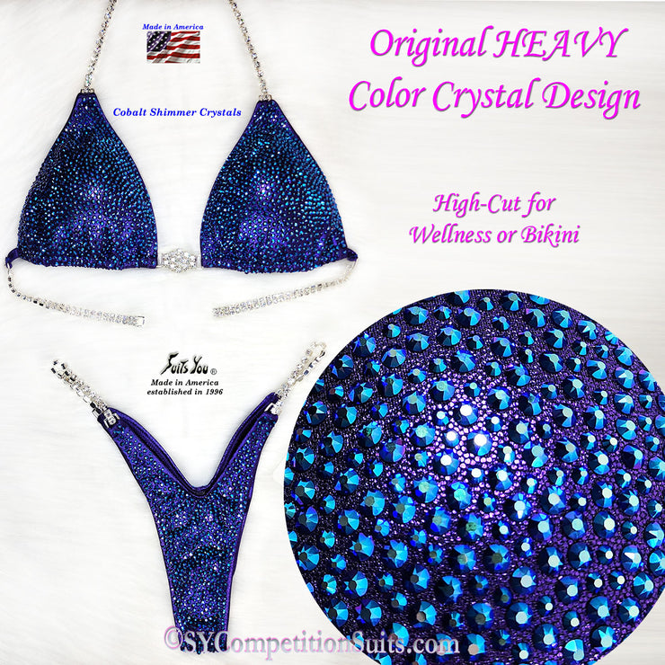 In-Stock High-Cut Competition Suit, Original Heavy Crystal Design