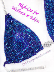 Ready to Ship High-Cut Competition Suit, Original Heavy Crystal Design