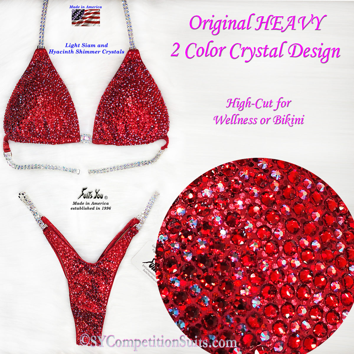 In-Stock Competition Suit, High-Cut Bikini or Wellness, red