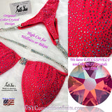 High-Cut Competition Suit, Wellness or Bikini, Hot Red