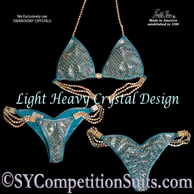 Competition Bikini, Light Heavy Crystal Design, blue