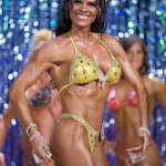 Figure Competition Suit or Physique Competition Suit yellow fabric