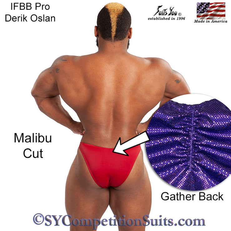 Men's Bodybuilding Suits, Malibu Cut. NPC or IFBB posing trunks