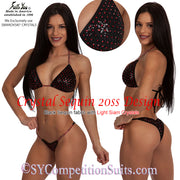 Competition Bikini, Sequin Crystal Bikini, 20ss Design SYCS220, black with red