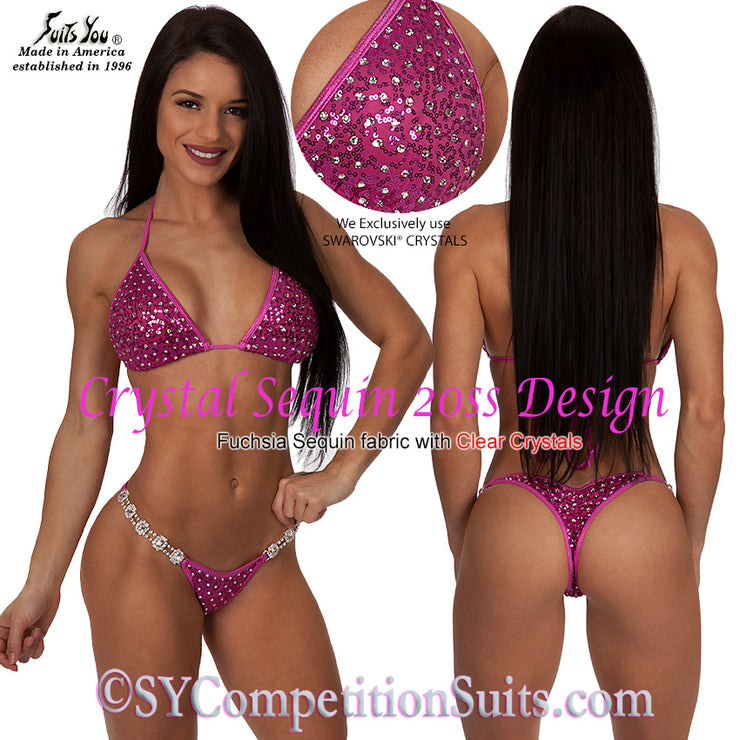 Competition Bikini, Sequin Crystal Bikini, 20ss Design SYCS220, fuchsia