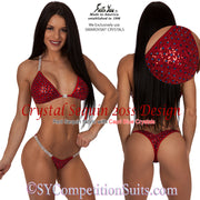 Competition Bikini, Sequin Crystal Bikini, 20ss Design SYCS220, red with blue