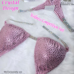 In-Stock Wellness Competition Bikini, baby pink mist fabric