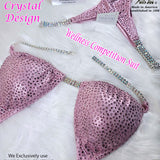 In-Stock Wellness Competition Bikini, baby pink mist fabric