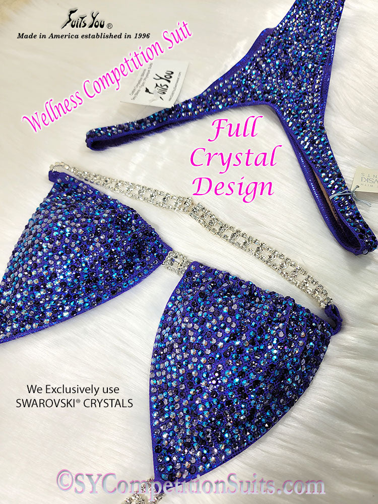 In Stock Wellness Suits, Full Crystal Design, Purple