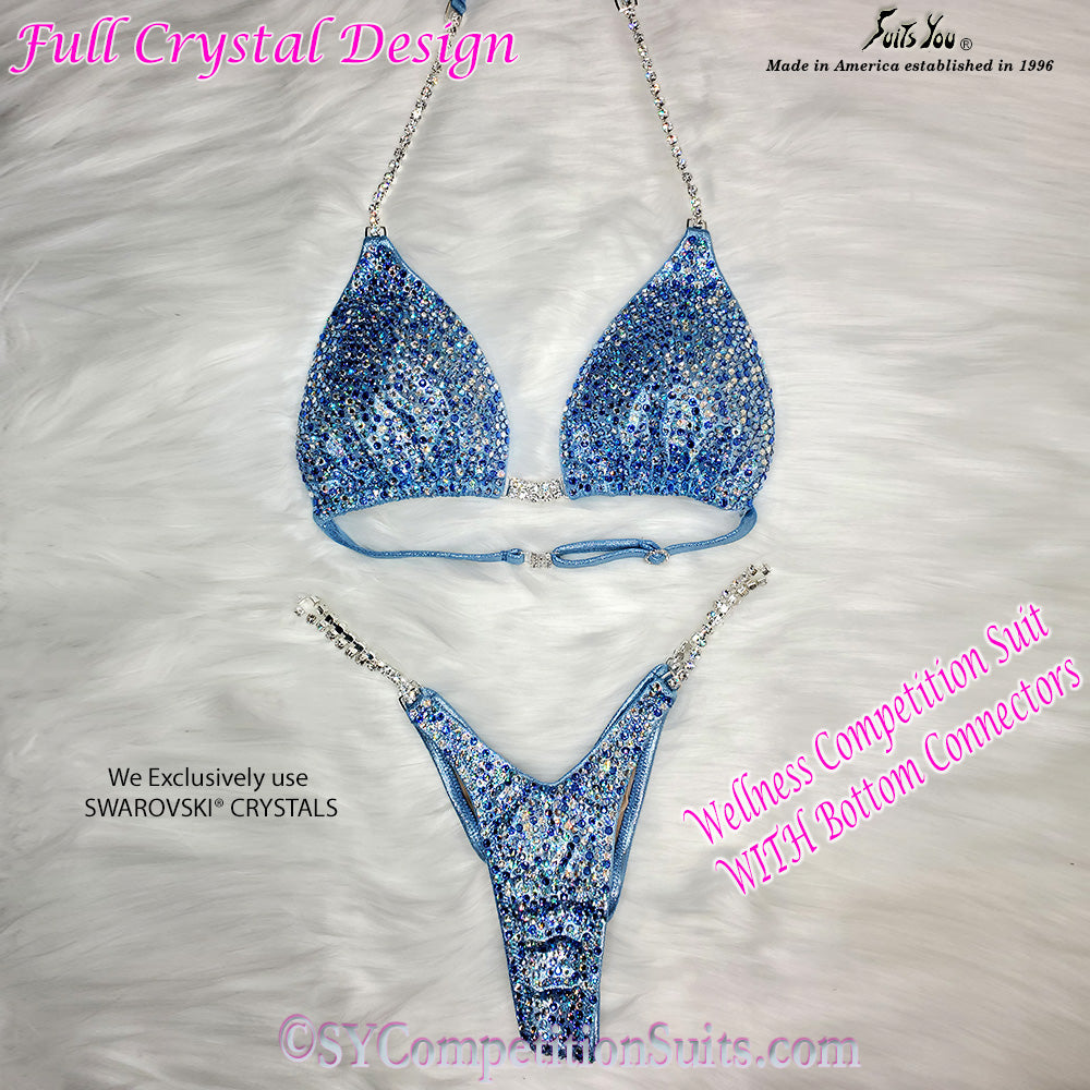 Wellness Bikini with bottom connectors, Baby Blue multi crystal