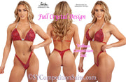 NPC Wellness Competition Suit, Full Crystal Design, red